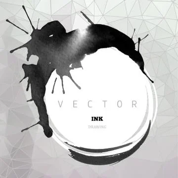 Ink drawing vector round frame Stock Illustration