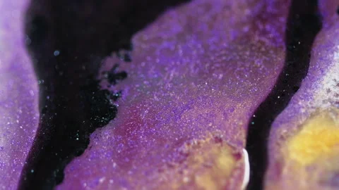 Ink drip glitter fluid spill black purple polish Stock-Footage 282759639
