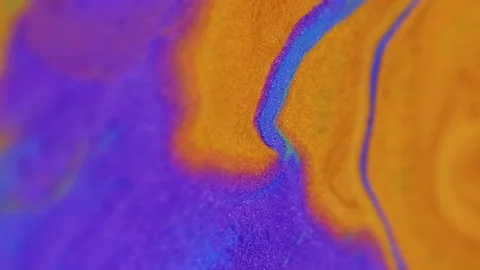 Ink drip glitter fluid texture purple orange paint Stock-Footage 287942303