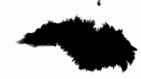 Ink Drop Black Leaking and Spreading Blemish isolated on Black Background Stock Footage 212152943