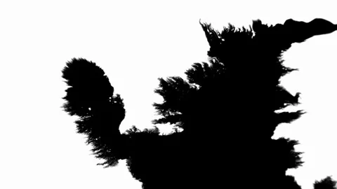 Ink Drop Black Leaking and Spreading Blemish isolated on Black Background Stock Footage 212153556