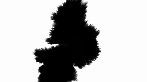 Ink Drop Black Leaking and Spreading Blemish isolated on Black Background Stock Footage 212154885