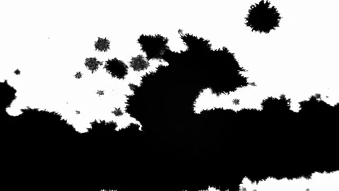 Ink Drop Black Leaking and Spreading Blemish isolated on Black Background Stock Footage 212160153