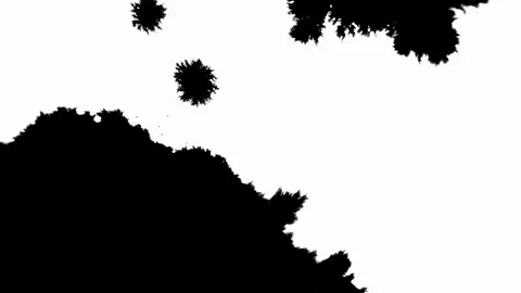 Ink Drop Black Leaking and Spreading Blemish isolated on Black Background Stock Footage 212162503