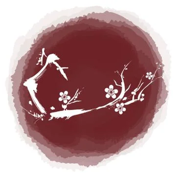 Ink drop cherry Stock Illustration