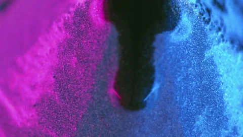 Ink drop glitter pyramid neon pink blue black drip Stock Footage 262406105