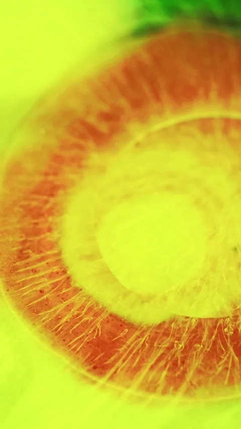 Ink drop paint water blend yellow red fluid mix Stock Footage 274518125