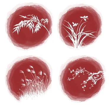 Ink drop plants Stock Illustration