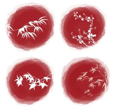 Ink drop plants Stock Illustration