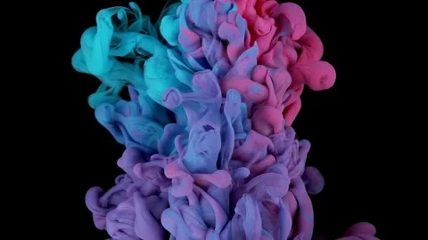 Ink Drop in Water: Colorful Cloud Formation with Silky Textures - Purple, Blue Video stock 244303166