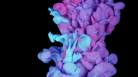 Ink Drop in Water: Colorful Cloud Formation with Silky Textures - Purple, Blue Video stock 244305772