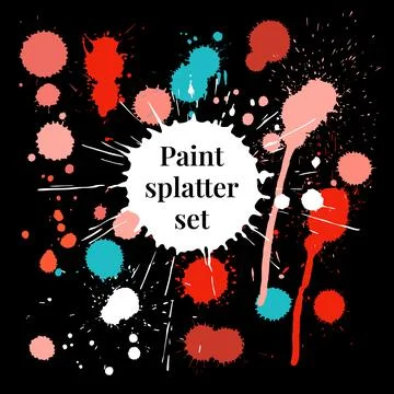 Ink drops and splashes. Blotter spots, drop splash and ink splatter Stock Illustration