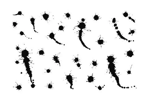 Ink drops and splashes. Hand made Blotter spots, liquid paint drip and spla.. Stock Illustration