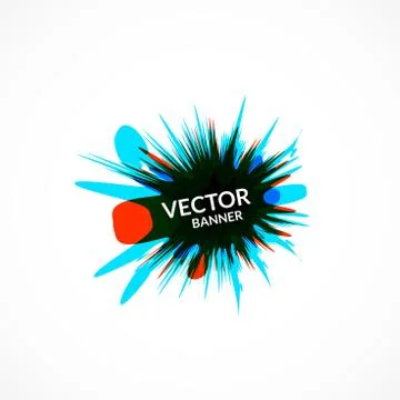 Ink explosion banner design template, digital watercolor blot spot Illustrazione stock