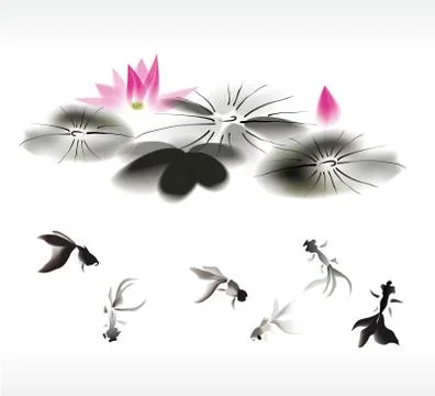 Ink gold fish background 스톡 일러스트
