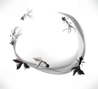 Ink gold fish background Stock Illustration