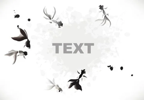 Ink gold fish background Stock Illustration