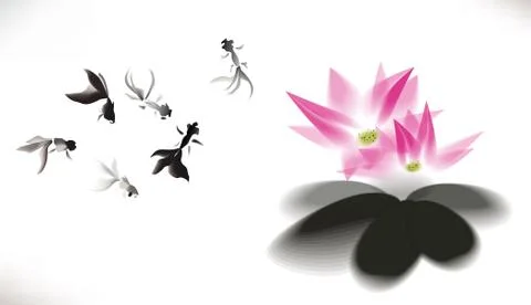 Ink gold fish background 스톡 일러스트