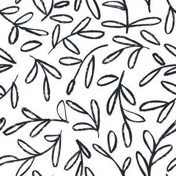 Ink grunge botanical seamless pattern Stock Illustration