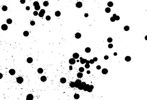 Ink grunge drops texture. Black hand drawn splashes and stains on white Illustrazione stock