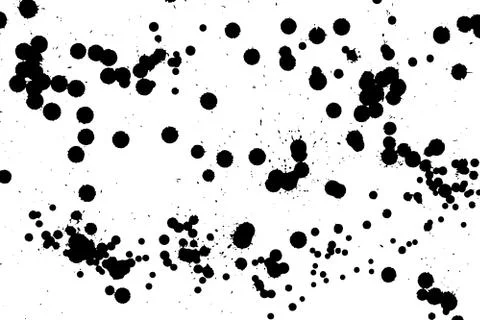 Ink grunge drops texture. Black hand drawn splashes and stains on white Illustrazione stock