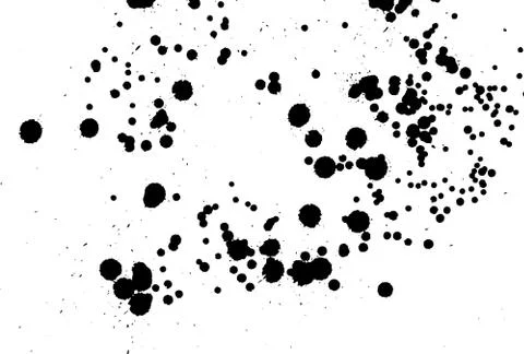 Ink grunge drops texture. Black hand drawn splashes and stains on white Illustrazione stock