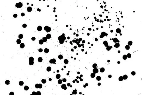 Ink grunge drops texture. Black hand drawn splashes and stains on white Stock Illustration