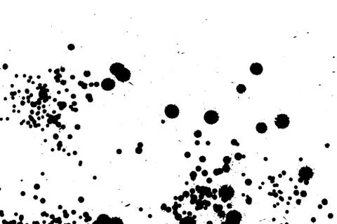 Ink grunge drops texture. Black hand drawn splashes and stains on white Stock Illustration