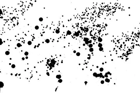 Ink grunge drops texture. Black hand drawn splashes and stains on white Illustrazione stock