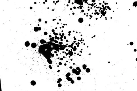 Ink grunge drops texture. Black hand drawn splashes and stains on white Illustrazione stock