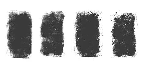 Ink grunge text boxes set. Callouts rectangles frames. Linocut rolled paint Stock Illustration