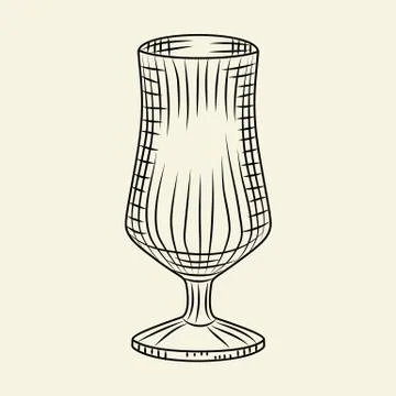 Ink hand drawn empty beer pilsner glass. Vintage glass of beer sketch isolate Stock Illustration