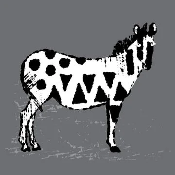 Ink hand drawn patterned zebra Illustrazione stock