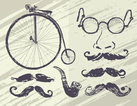 Ink hand drawn retro kit Stock Illustration
