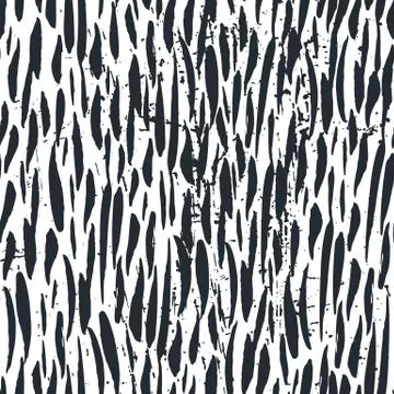 Ink hand drawn seamless pattern with brush strokes Stock Illustration