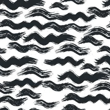 Ink hand drawn seamless pattern with brush strokes Stock Illustration
