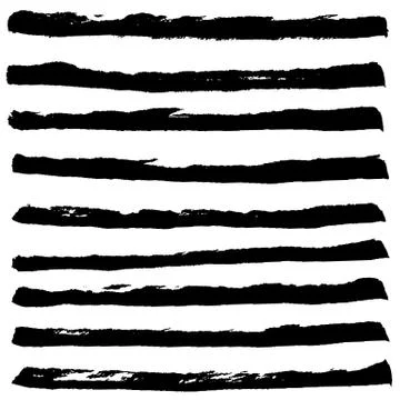 Ink horizontal hand drawn brushes vector Stock Illustration