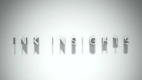 Ink insights 3D title animation white text on a white background Stock Footage 299376384