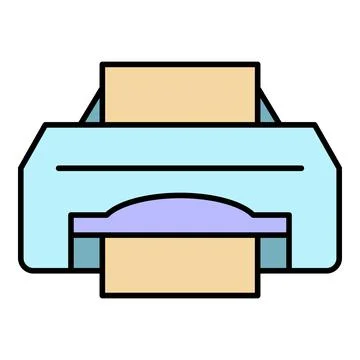 Ink jet printer icon color outline vector Stock Illustration