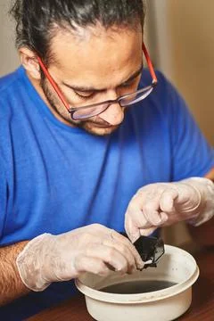 Ink jet printer maintenance. technician Stock Photos