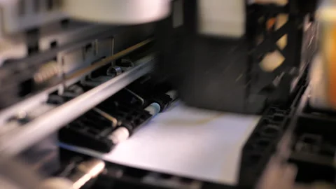 Ink jet printer is working by nozzle head slide to print Stock Footage 320673847