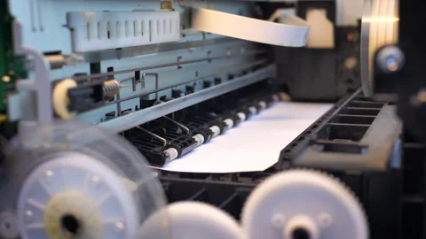 Ink jet printer is working by nozzle head slide to print Stock Footage 321671321
