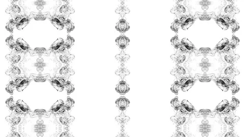 Ink kaleidoscopic effect of black particles on white background with luma matte Stock Footage 130225669