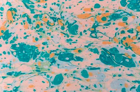 Ink marble texture. Ebru handmade wave background. Kraft paper surface. Unique Stock Illustration