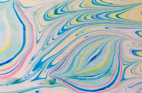 Ink marble texture. Ebru handmade wave background. Kraft paper surface. Unique Stock Illustration