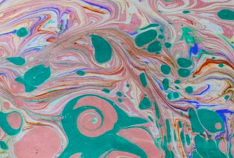 Ink marble texture. Ebru handmade wave background. Kraft paper surface. Unique Stock Illustration