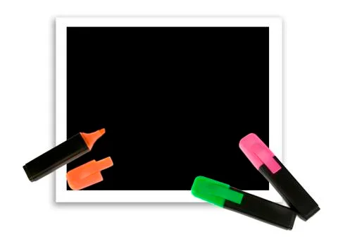 Ink markers with empty paper Stock Photos