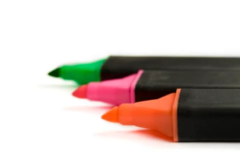 Ink markers macro Stock Photos