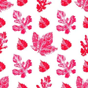 Ink messy drops leaves vector illustration. Autumn seamless pattern. Print fo 스톡 일러스트