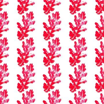 Ink messy drops leaves vector illustration. Autumn seamless pattern. Print fo Stock Illustration